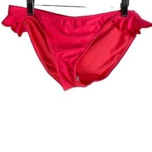 OP Ruffled Scoop Bikini Bottoms Hot Pink Large NWT